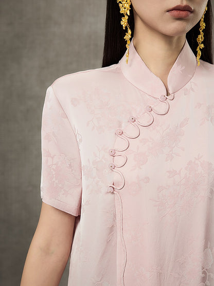 HECO Flower Branch Dark Pattern Short Sleeve Collar Shirt - CHANTS.