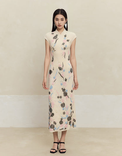 HECO Rose Bead Embroidery Slim Cheongsam Dress Women - STAGE.