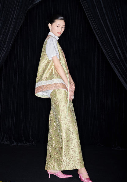 M essential Mackay designer colour-block placket vest  pencil skirt- Victoria.