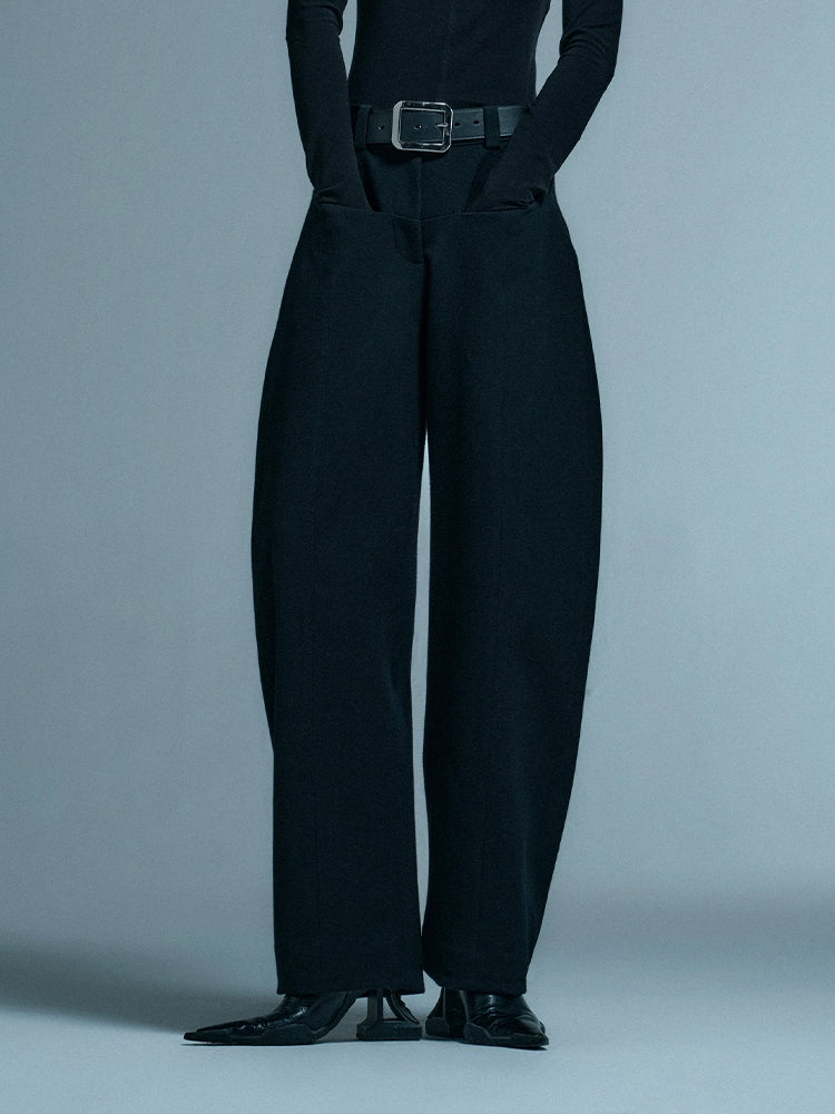 ANNAKIKI mid-waisted wool scimitar mid-rise trousers-ITSUKI