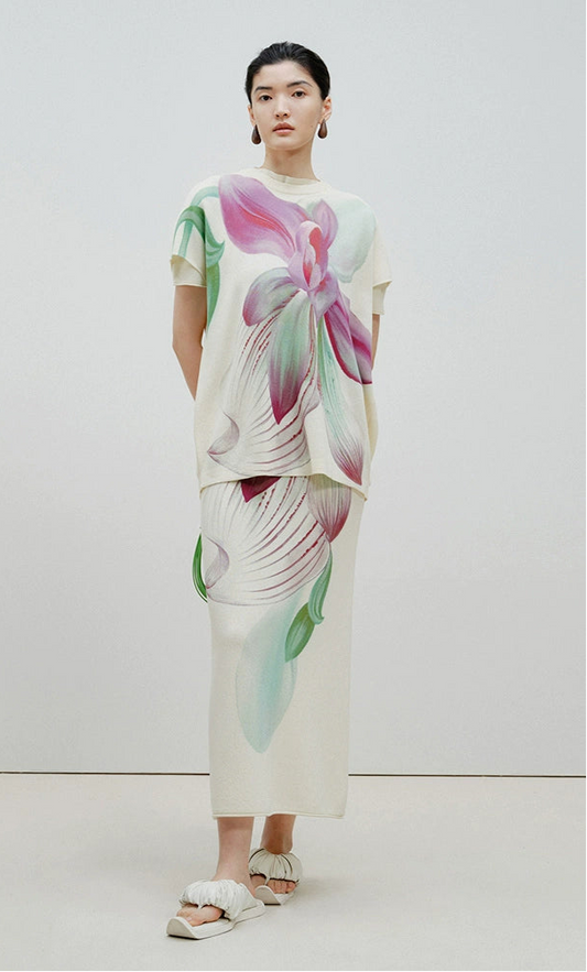 ZHUCHONGYUN Chinese round neck wide-sleeved knit top-JEAN.