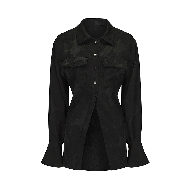 ATELIER MISS LU Spring/Summer New Chinese Texture Acetate Waist Shirt Top - DEER.