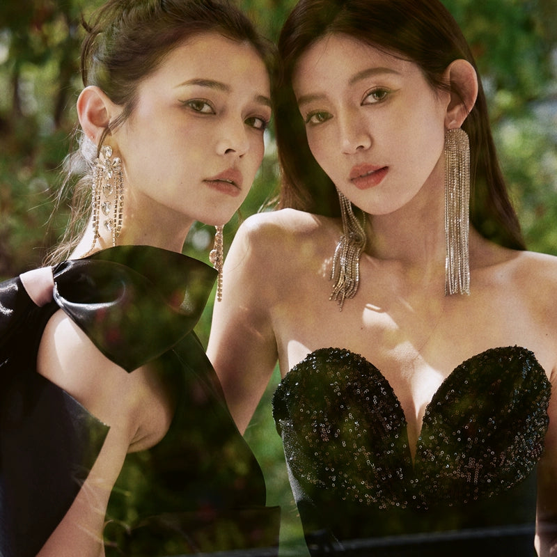 DOLLY High End Black Sleeveless Bow Off Shoulder Slim Fit Short Chic Date Dress-JUNEY