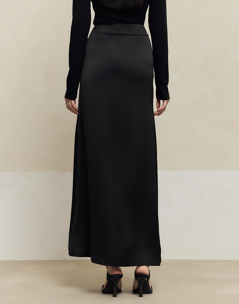 HECO Anti-Wrinkle Acetate black white maxi Skirt Women - where.