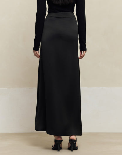 HECO Anti-Wrinkle Acetate black white maxi Skirt Women - where.