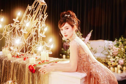 DOLLY Luxury U-Neck Star Light Tassel Sleeveless Backless Short Party Dress-PHEOBE