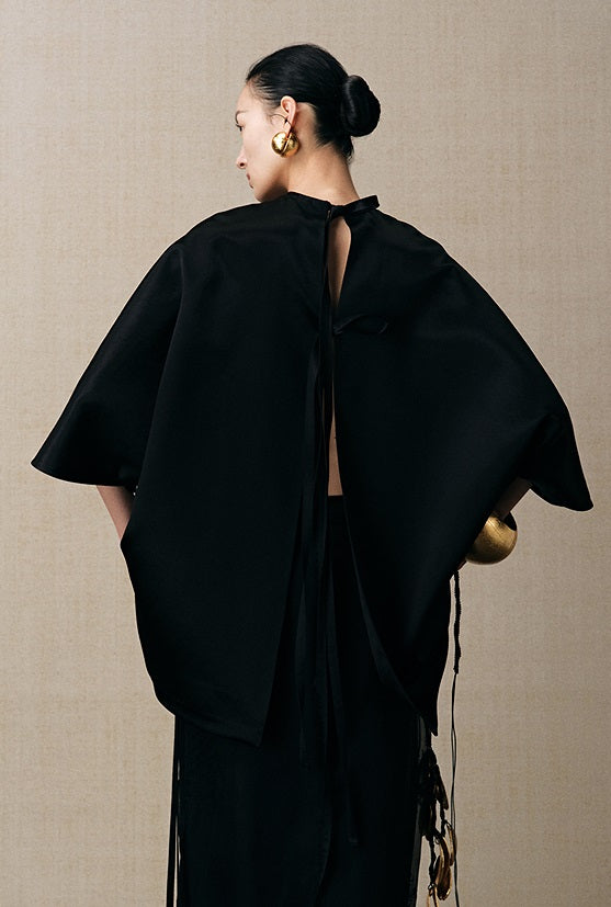 ZHUCHONGYUN black half sleeved crew neck top-CUB.