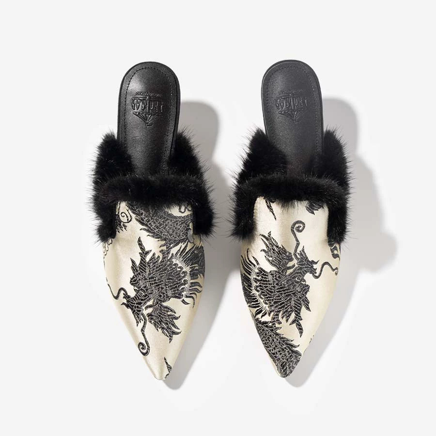 B-FEI New Chinese fur pointed toe heel-KAKA.
