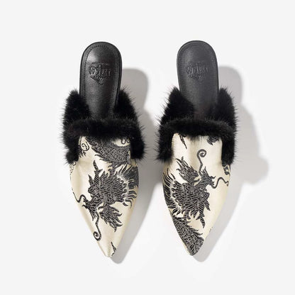 B-FEI New Chinese fur pointed toe heel-KAKA.