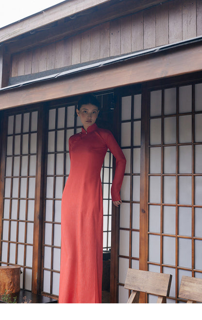 GOUDIN Engagement long-sleeved red dress-RIX.