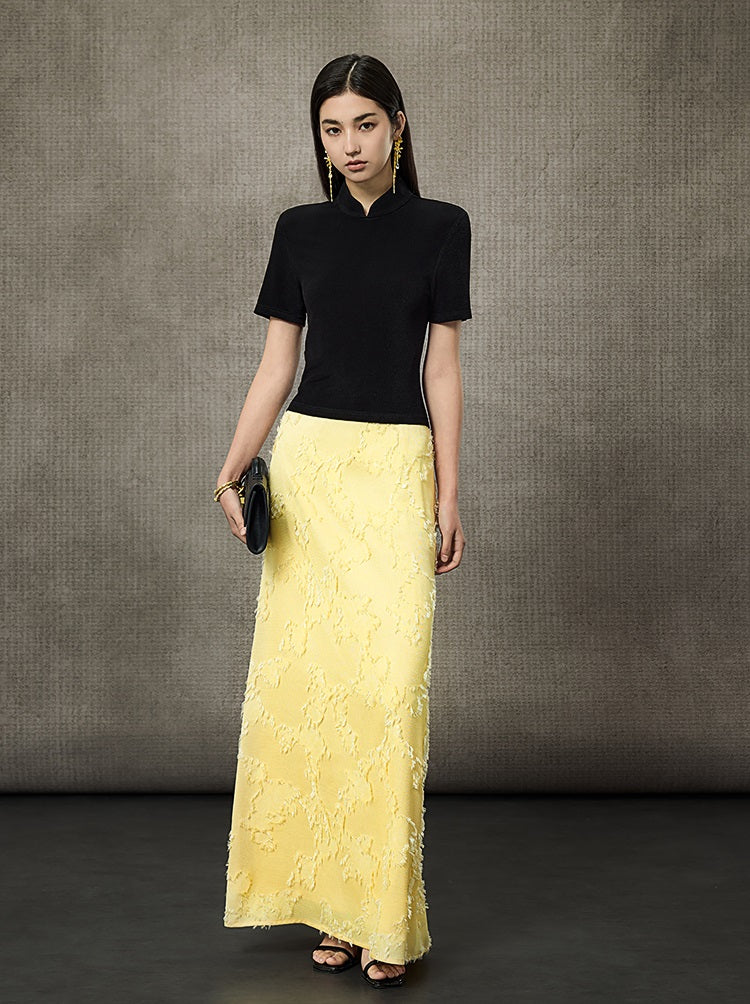 HECO Silk Texture High-Waist Straight Skirt - VIOLET.