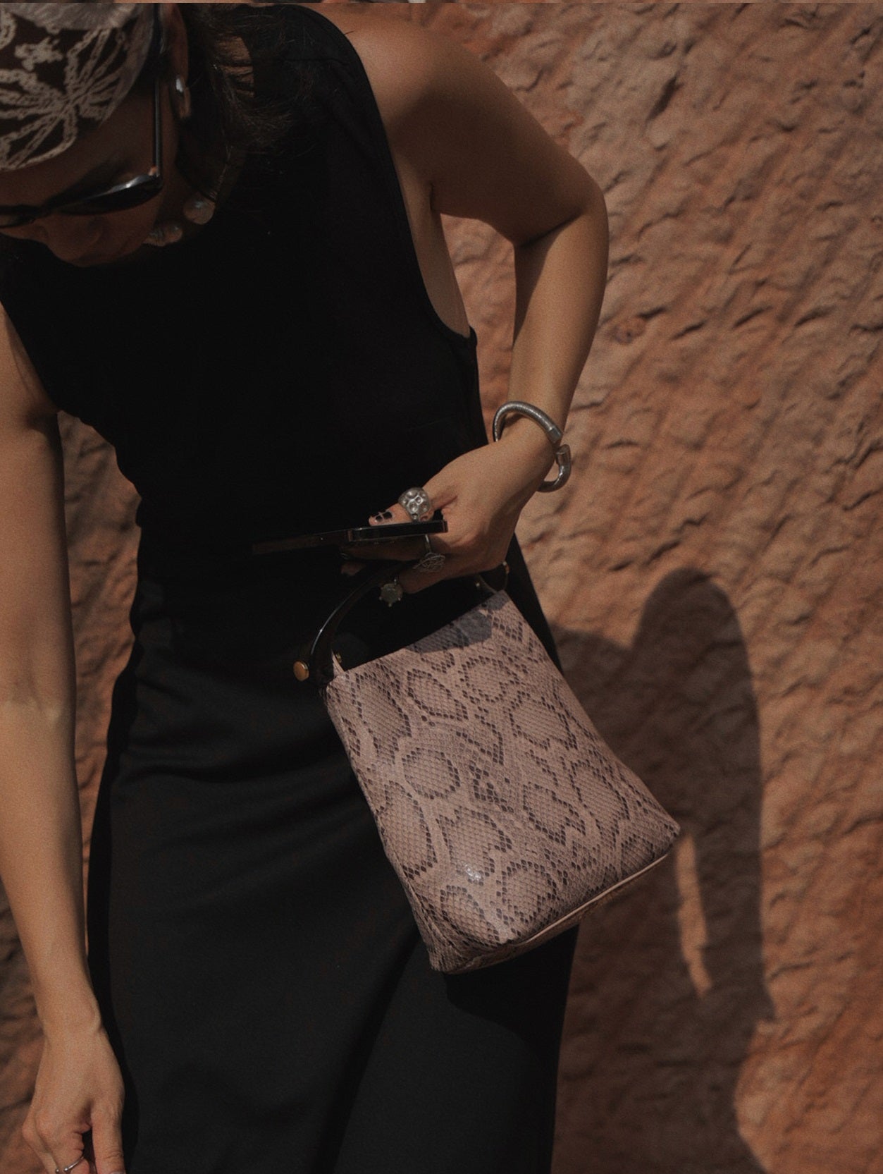 IUBALLET new old money style snake print leather handbag - PARAK.