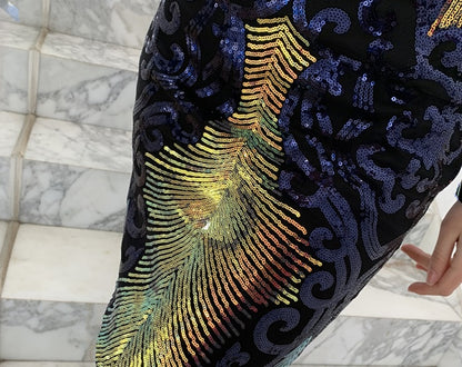 DOLLY Elegant Crew Neck Long Sleeve Slim Fit Short Sequin Party Dress-CONNIE