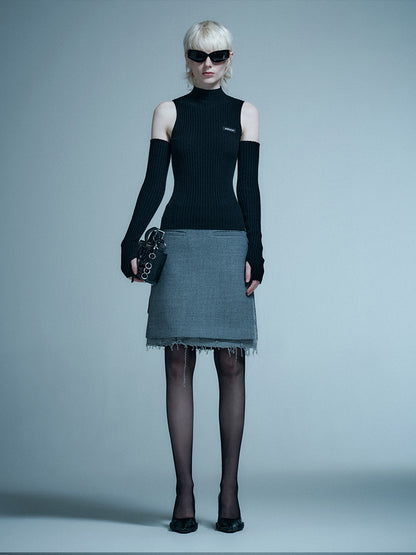 ANNAKIKI wool logo sleeve sweater-KAIEN