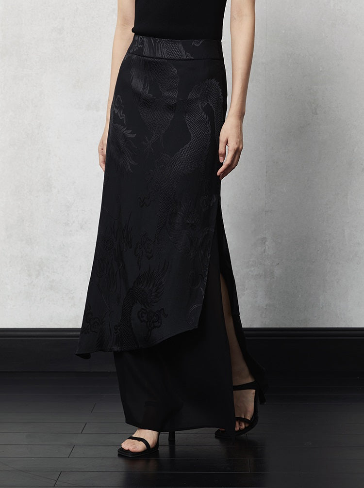 HECO acetate tulle high waisted cascading long skirt summer - lion.