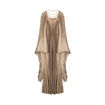 TUYUE Show Beaded Chain Silhouette Pleated Dress Dress- JAQUE