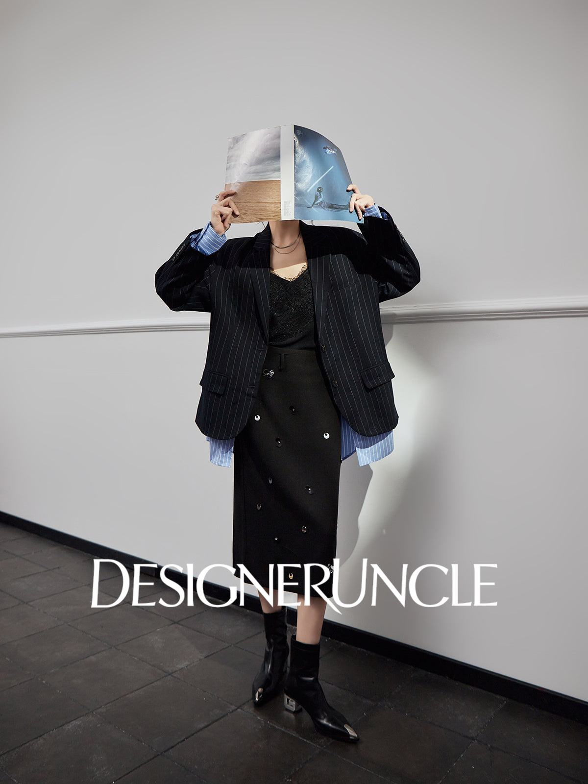DGU "Deep World" dark blue loose blazer commuter versatile high-end top - Joseph.