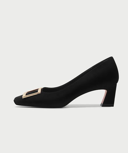 PJJUU black commuting thick heeled shoes - EDLINE.
