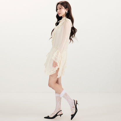 FAME Embroidered Trim Chiffon Dress - STELLA