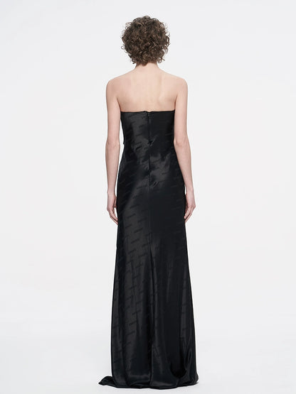 ANNAKIKI niche design black logo acetate jacquard bandeau dress-FANSIA