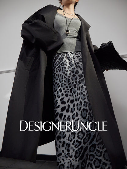 DGU|Matte Gray Trench Coat Satin Fashion High-end Loose Slimming Mid-Length Jacket - Antonia.