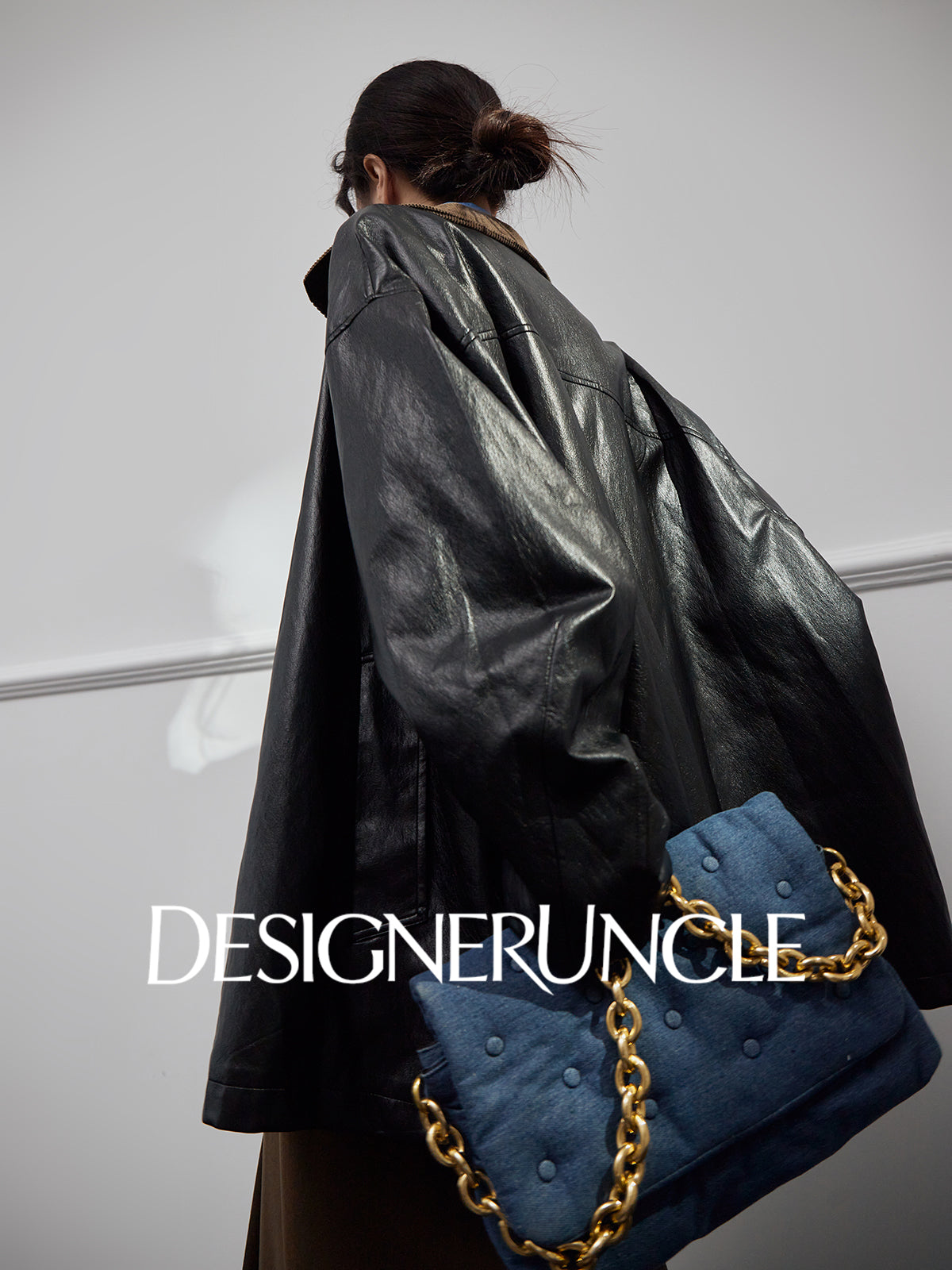 DGU "Obsidian Black" black leather jacket Haining sheepskin versatile top - Eric.