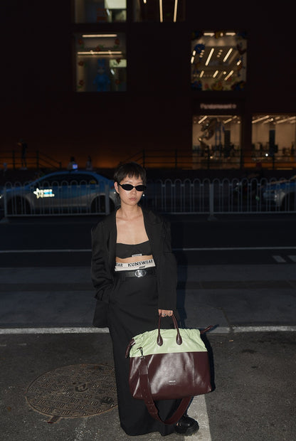 IUBALLET Elegant Large Leather Drawstring Tote Bag- LILLY.