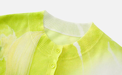 ZHUCHONGYUN flower crew neck print knitted cardigan--ARCHER.