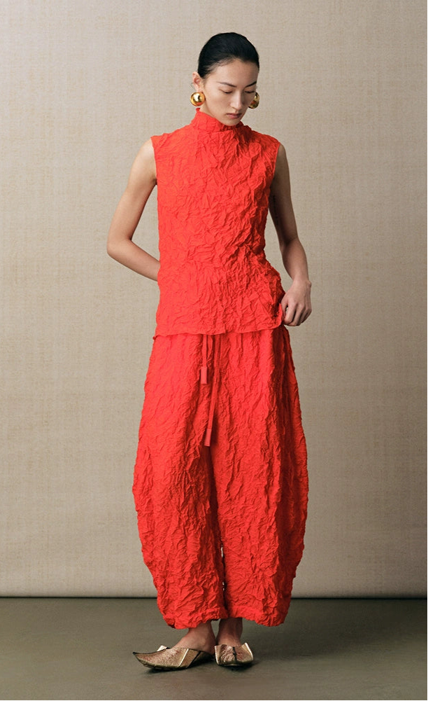 ZHUCHONGYUN bright and wrinkled sleeveless turtleneck top--KANEKI.