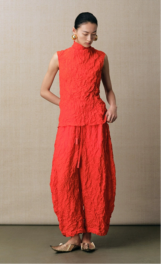 ZHUCHONGYUN bright and wrinkled sleeveless turtleneck top--KANEKI.