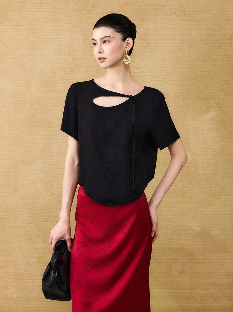 HECO Chinese style hollow fringe disc buckle short top - MASTER.