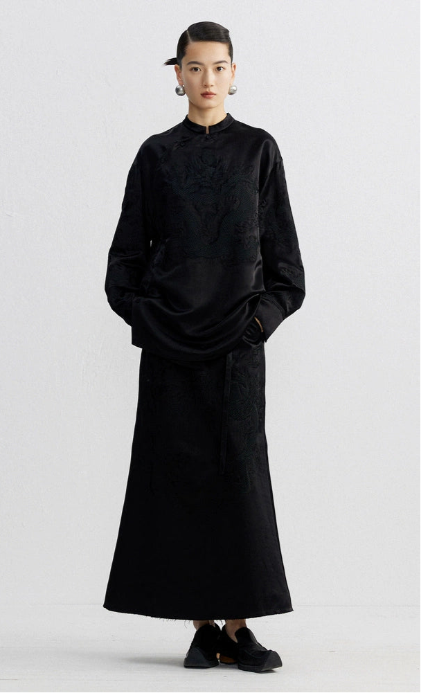 ZHUCHONGYUN  embroidered lace-up waist mermaid skirt--AEITSU.