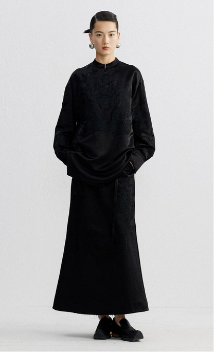 ZHUCHONGYUN  embroidered lace-up waist mermaid skirt--AEITSU.