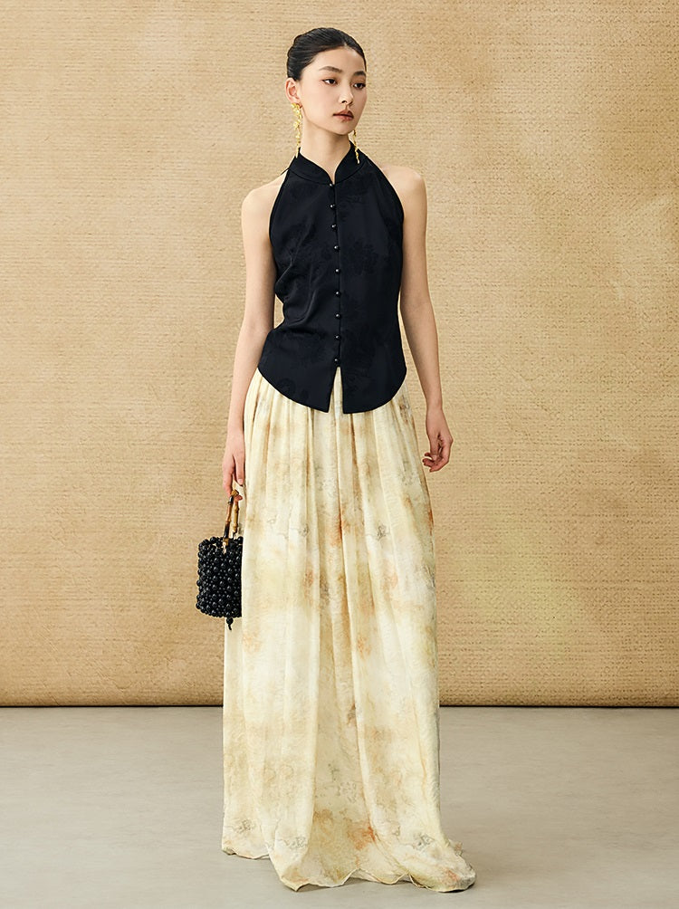 HECO Chinese elastic waist tie-dye printed skirt - BLESS.