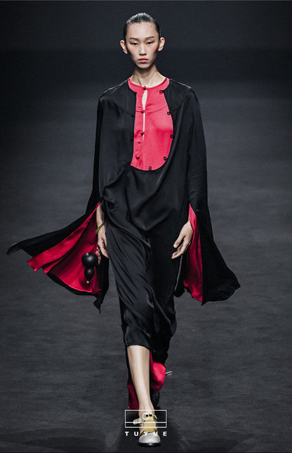 TUYUE Handmade Buckle Light Silhouette Midi Dress - NIMO.