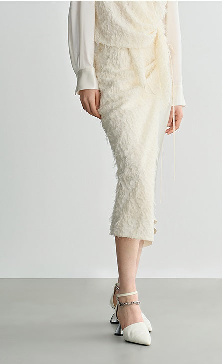 COMME MOI Lv Yan designer summer new women's satin panel asymmetrical straight skirt - MESSIAH.