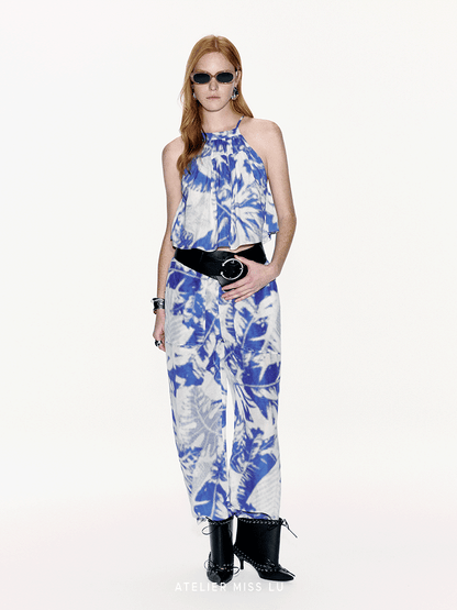 ATELIER MISS LU Printed Mulberry Silk And Linen-blend Camisole Top - PEACE.