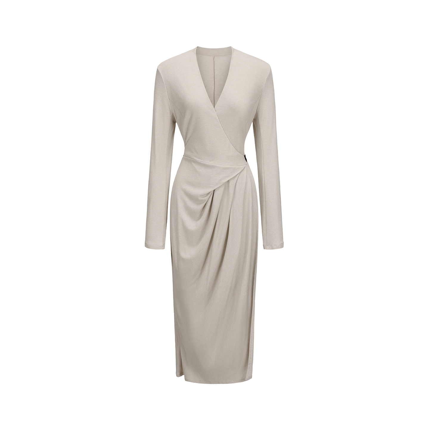 ATELIER MISS LU [Ferrar Pleated Light] Lace-up Soft Knit Wrap Dress -BWEST