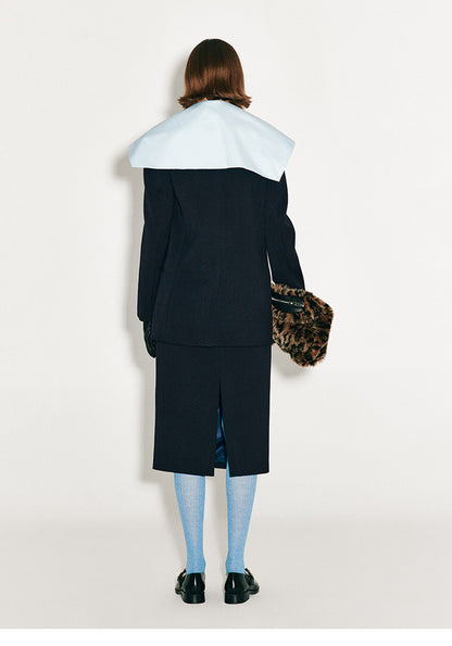 ATELIER MISS LU Sheep Wool High-waisted Straight Skirt - HYACINTH