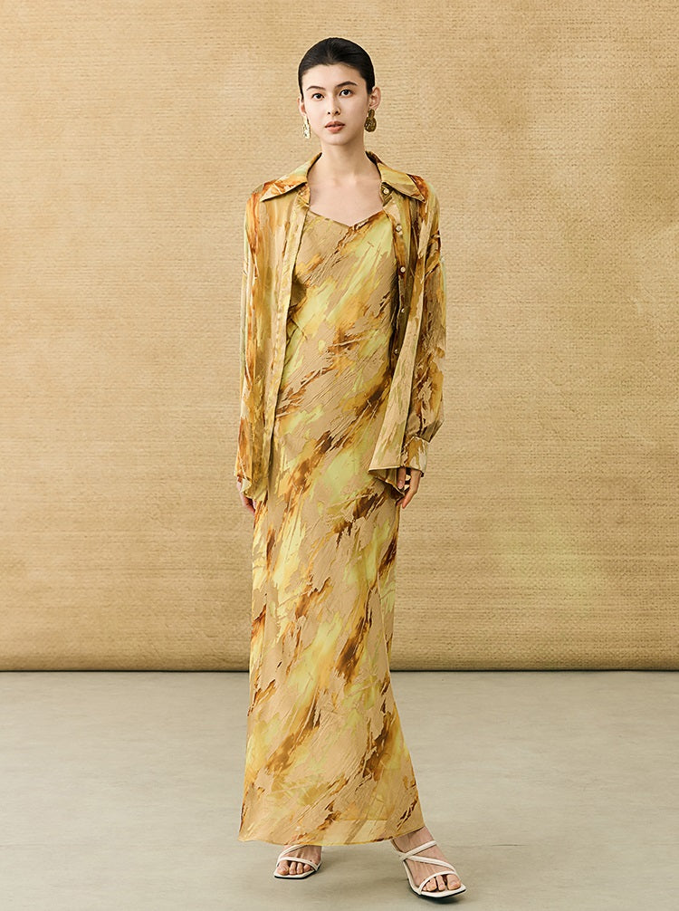 HECO Chinese National Style Burning Flower Slightly Transparent shirt- STROK.