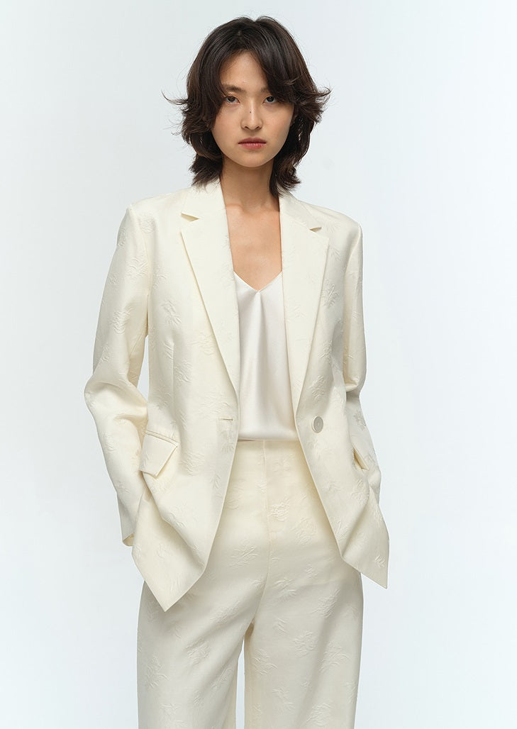 COMME MOI Lu Yan Designer's new women's high-speed commuter silk wool jacquard lapel suit - GRACIOUS.