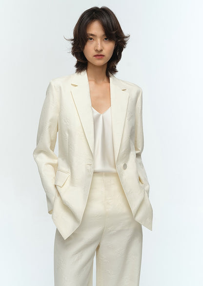 COMME MOI Lu Yan Designer's new women's high-speed commuter silk wool jacquard lapel suit - GRACIOUS.