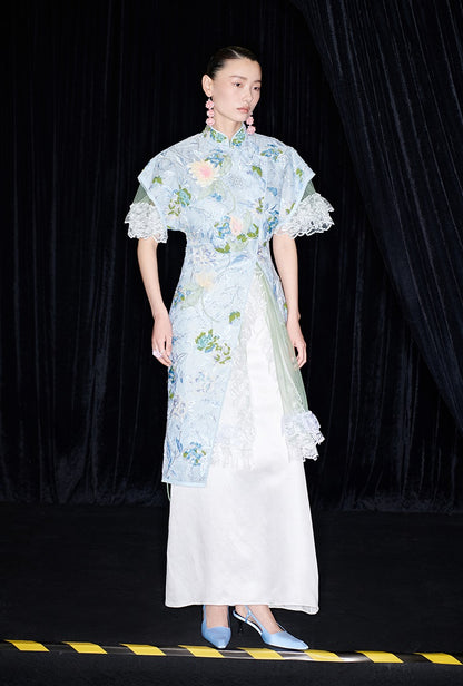 M essential Mackay designer Jiyi embroidery silk hand-dyed embroidered maxi dress - BAM.