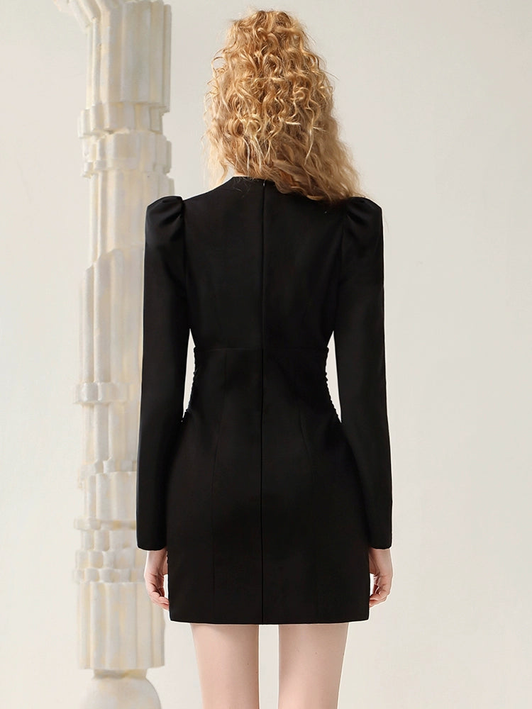 CHECOCRE Elegant Three-dimensional Flower Halterneck Mini Dress - PAIGE