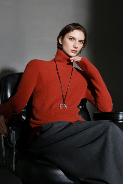 PIAOIN minimalist wool base layer women's turtle neck sweater top-GENA