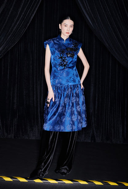 M essential Ma Kai designer Haiqing jacquard fish algae pattern nail beads vest - PEAC.