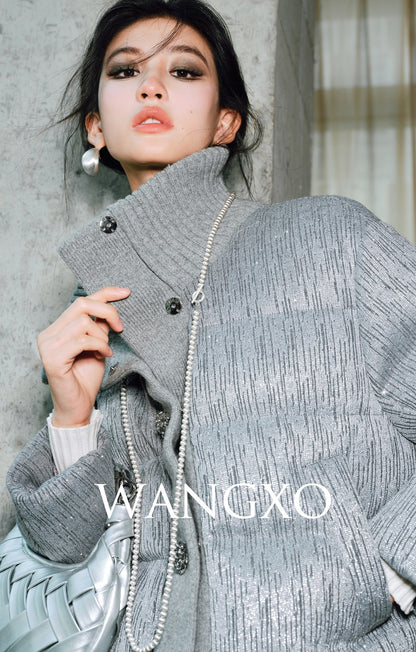 WANGXO Elegant Insulating Wool Gray Short jacket - EVE.