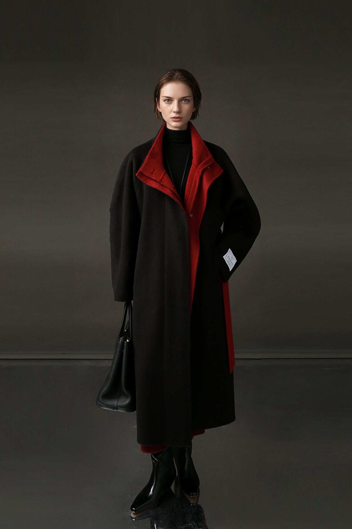 PIAOIN Women's Tweed Jacket Cashmere Long Coat-DAWN