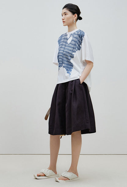 ZHUCHONGYUN woven crew neck short-sleeved T-shirt--OKUMURA.