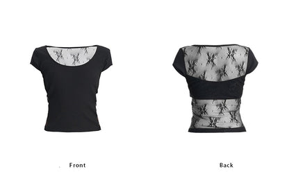 TINY IN  Short Lace Sexy One-Shoulder Top-NAM